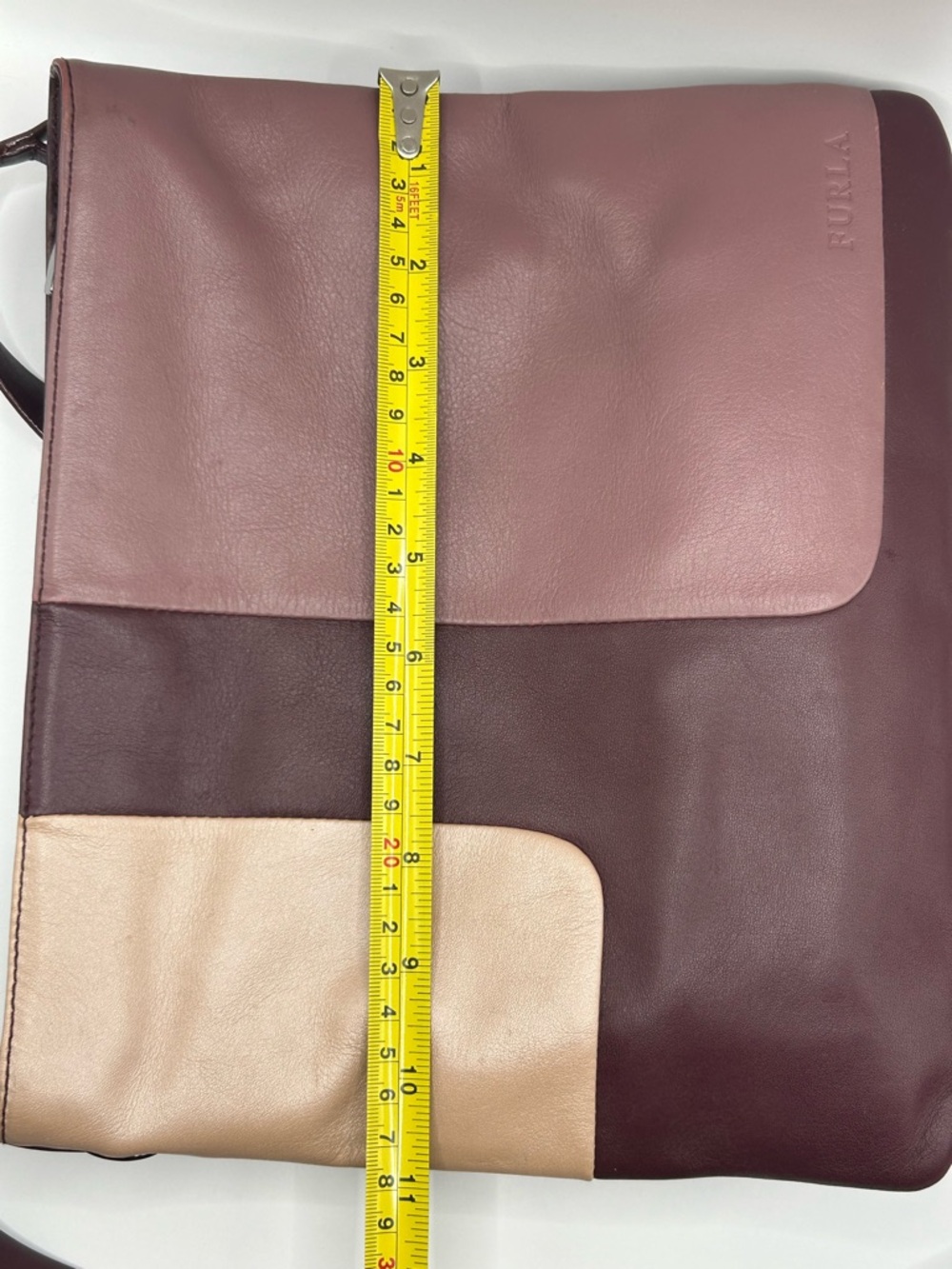 Furla Colorblock Leather Shoulder Bag in Mauve, Burgundy & Cream - Picture 3 of 9